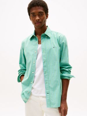 Regular Fit Stripe Stretch Poplin Shirt, Vivid Clover Stripe
