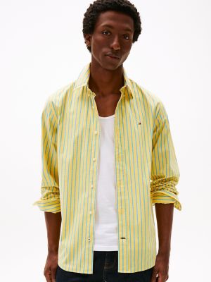 Regular Fit Stripe Stretch Poplin Shirt, Pollen Yellow Stripe