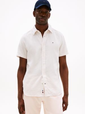 Short-Sleeve Gauze Shirt, Weathered White