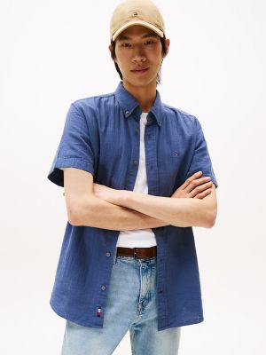 Short-Sleeve Gauze Shirt, Faded Indigo