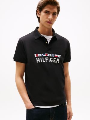 Regular Fit Nautical Graphic Logo Polo, Black