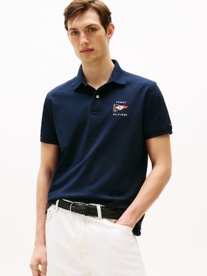 Regular Fit Nautical Flag Polo, Navy