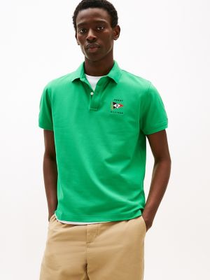 Regular Fit Nautical Flag Polo, Vivid Clover