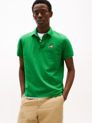 Regular Fit Nautical Flag Polo, Vivid Clover