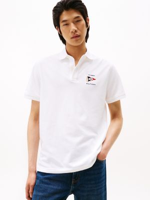 Regular Fit Nautical Flag Polo, Fresh White