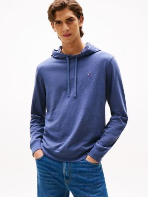 Slub Cotton Hoodie T-Shirt, Faded Indigo