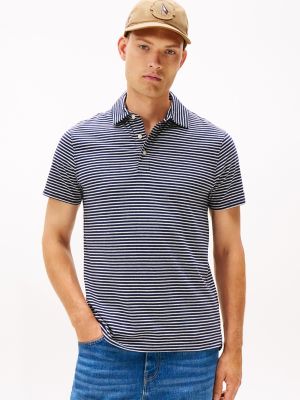 Slim Fit Stripe Polo, Blue Heather Stripe