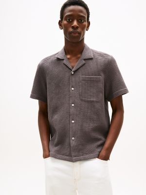 Waffle-Texture Camp Shirt, Shady Stone