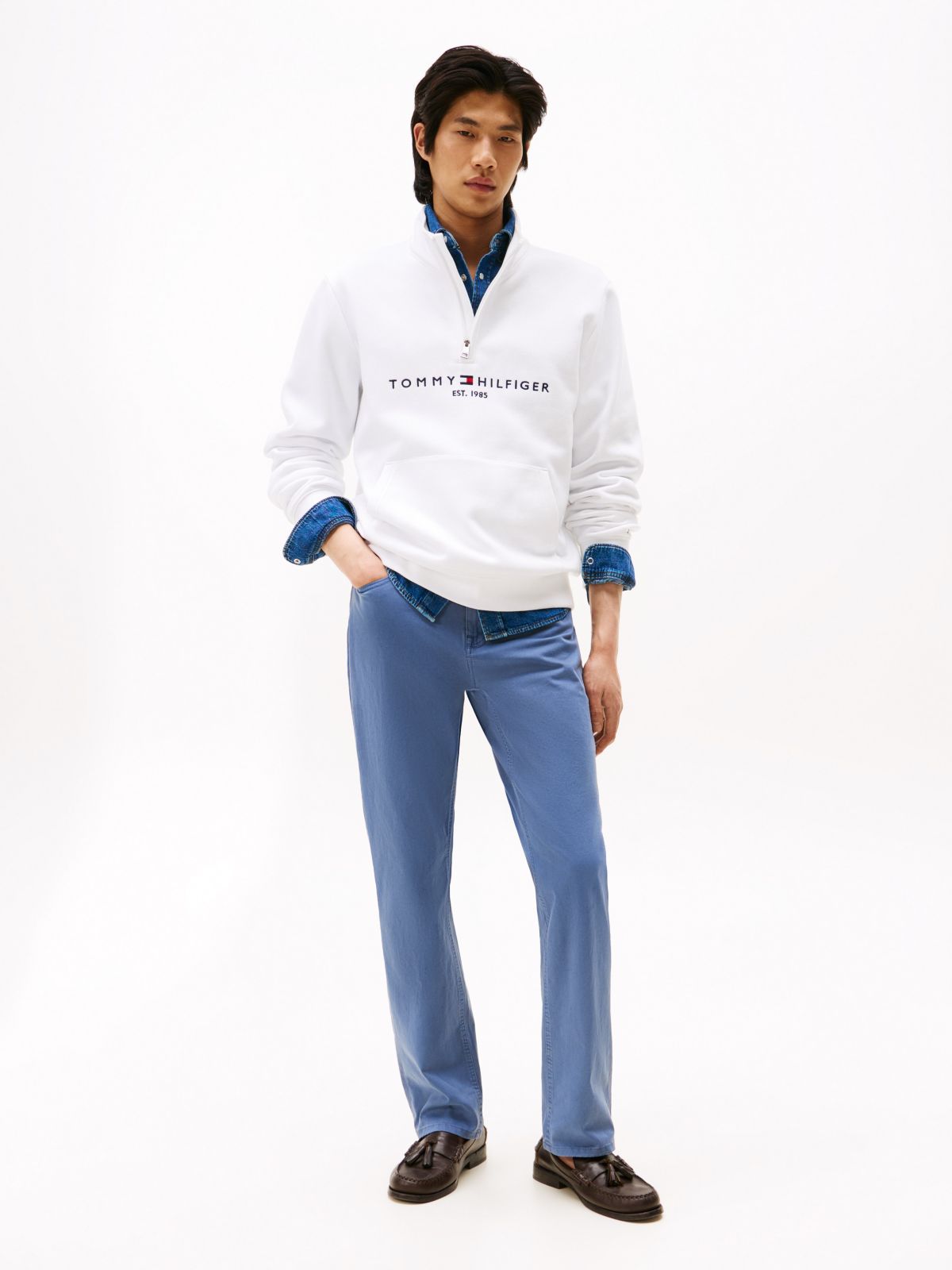 Garment Washed Straight 5-Pocket Pant — Faded Indigo