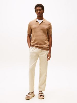 Cotton-Linen Blend Pull-On Pant, Classic Beige