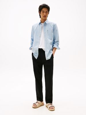 Cotton-Linen Blend Pull-On Pant, Black