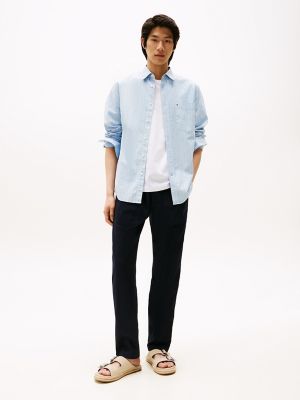 Cotton-Linen Blend Pull-On Pant, Dark Night Blue