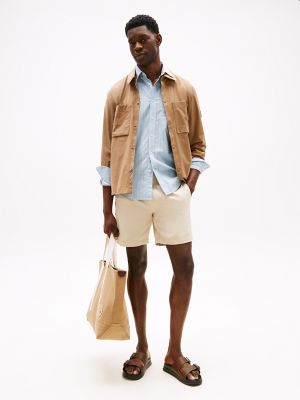7" Cotton-Linen Blend Short, Classic Beige