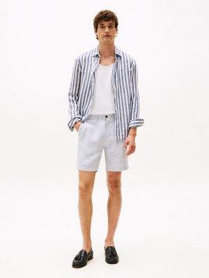 Stripe Linen 7" Short, Audacious Blue Stripe