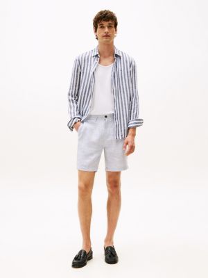 Stripe Linen 7" Short, Audacious Blue Stripe