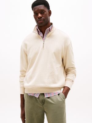 Classic Quarter-Zip Sweatshirt, Beige