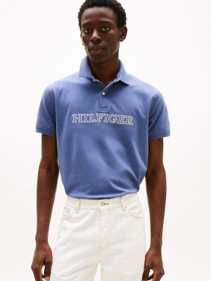 Regular Fit Hilfiger Logo Polo, Faded Indigo