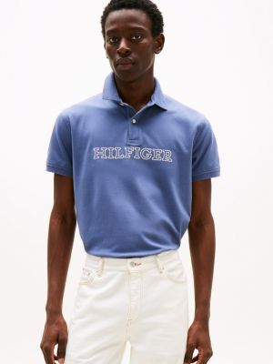 Regular Fit Hilfiger Logo Polo, Faded Indigo