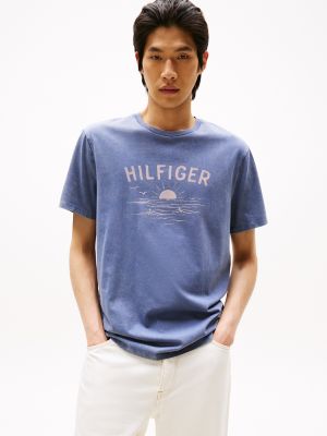 Hilfiger Wave Logo T-Shirt, Faded Indigo