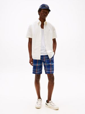 Madras Stretch-Cotton Twill 9" Short, Blue Ink Multi