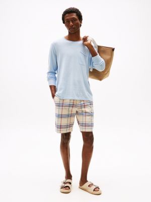 Madras Stretch-Cotton Twill 9" Short, Blue Ink Multi