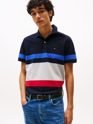 Regular Fit Block Stripe Polo, Navy Colorblock