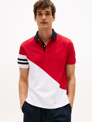 Regular Fit Diagonal Colorblock Polo