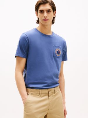Nautical Flag Logo Pocket T-Shirt, Faded Indigo