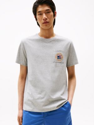 Nautical Flag Logo Pocket T-Shirt, Grey Heather