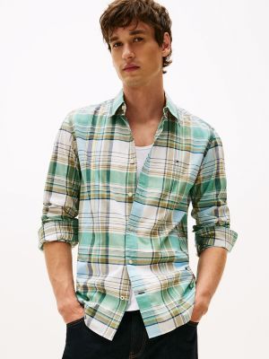 Regular Fit Madras Shirt, Frosted Evergreen Multi