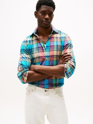 Regular Fit Madras Shirt, Primary Red Multi