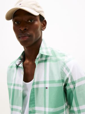 Slim Fit Bold Plaid Stretch Poplin Shirt, Frosted Evergreen/Optic White
