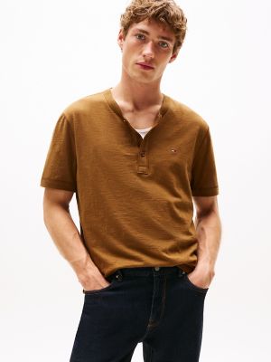 Slub Cotton Henley T-Shirt, Highland Khaki