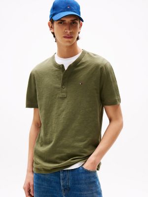 Slub Cotton Henley T-Shirt, Utility Olive