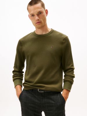 Long-Sleeve Waffle-Knit T-Shirt, Utility Olive
