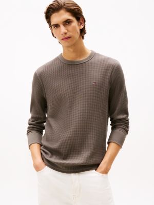 Long-Sleeve Waffle-Knit T-Shirt, Shady Stone