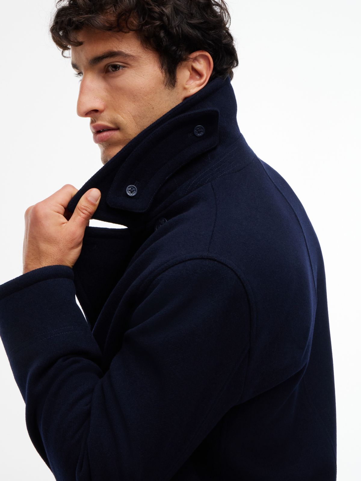 Classic Wool-Blend Peacoat — Navy