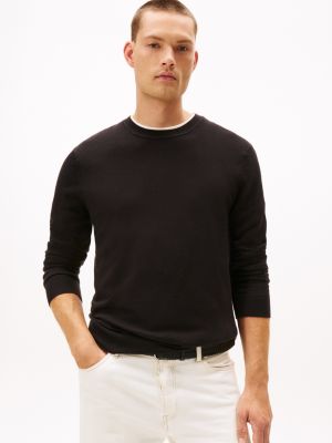 Wool-Blend Crewneck Sweater, Black