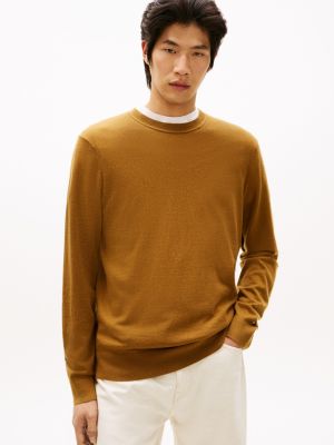 Wool-Blend Crewneck Sweater, Country Brown