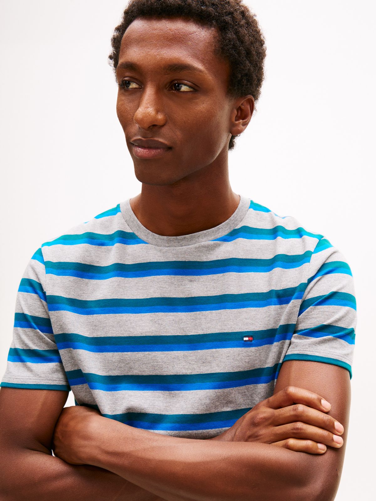 Stripe Everyday T-Shirt — Grey/Blue Stripe