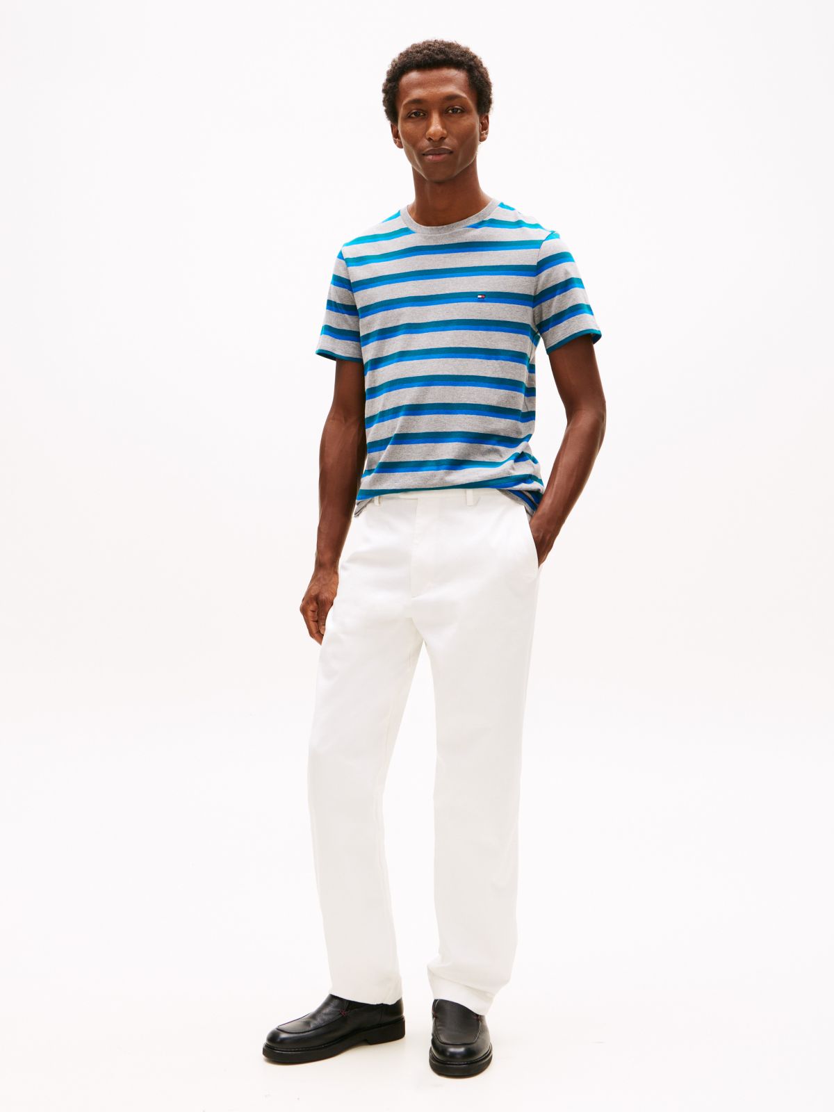 Stripe Everyday T-Shirt — Grey/Blue Stripe