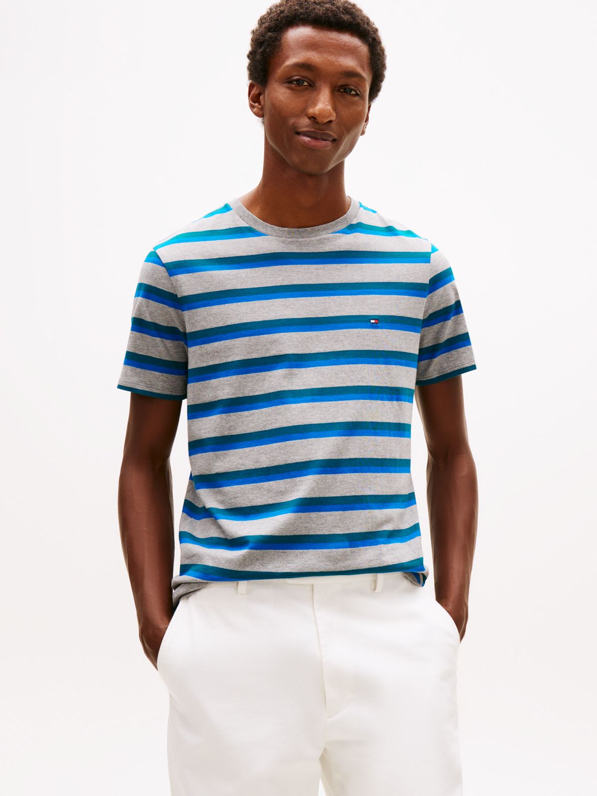 Stripe Everyday T-Shirt — Grey/Blue Stripe