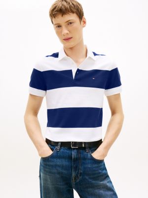 Slim Fit Rugby-Stripe Polo, Navy Stripe