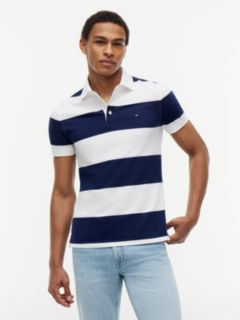 Slim Fit Rugby Stripe Polo — Navy/White Stripe 1