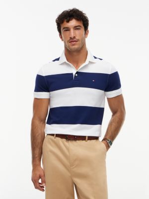 Slim Fit Rugby Stripe Polo, Carbon Navy Stripe