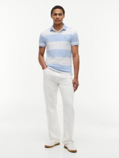 Slim Fit Rugby Stripe Polo — Light Blue/White Stripe 2