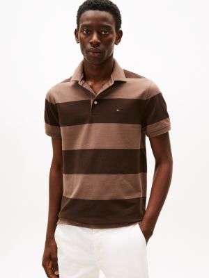 Slim Fit Rugby-Stripe Polo, Dark Coffee