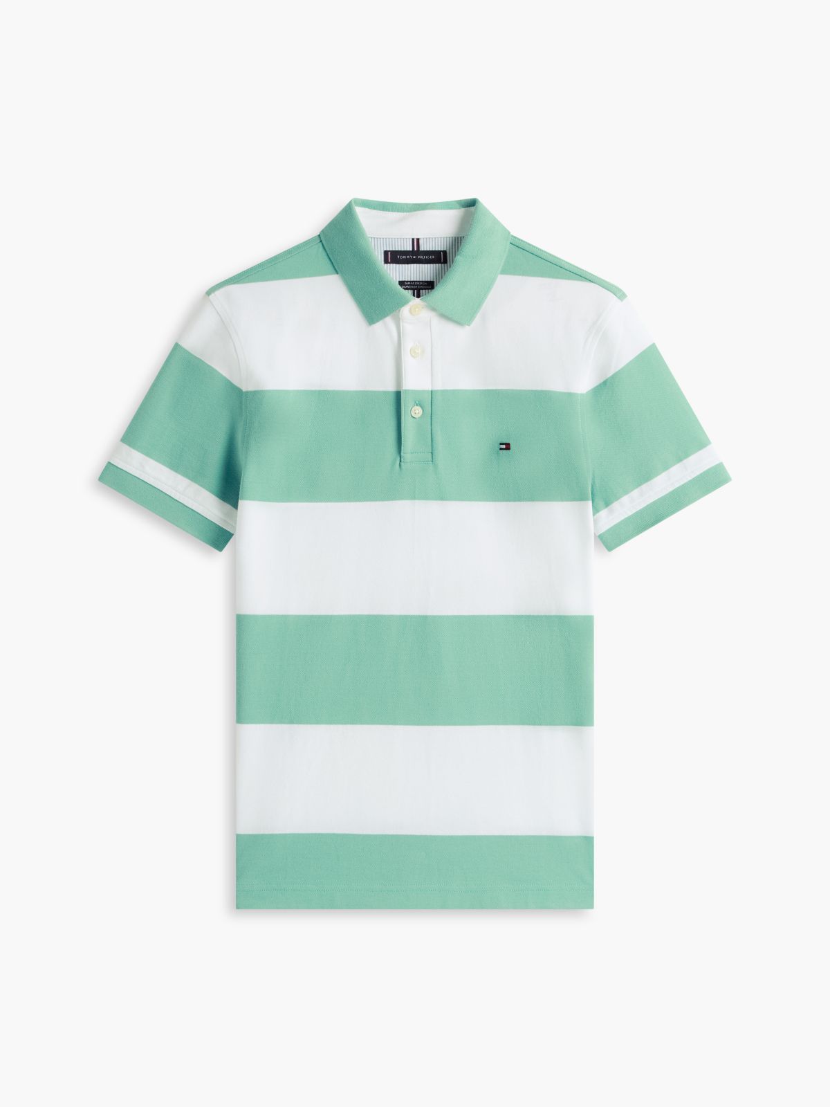 Slim Fit Rugby Stripe Polo — Fort Green/White Stripe