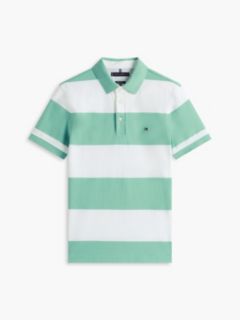 Slim Fit Rugby Stripe Polo — Fort Green/White Stripe 5