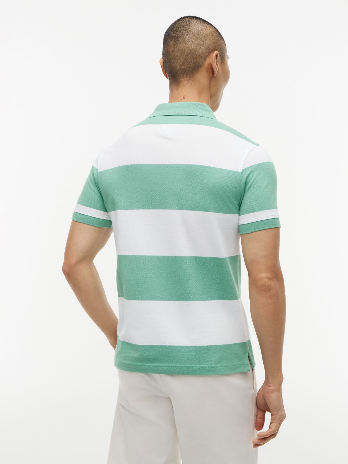 Slim Fit Rugby Stripe Polo — Fort Green/White Stripe